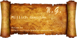Millich Gusztáv névjegykártya
